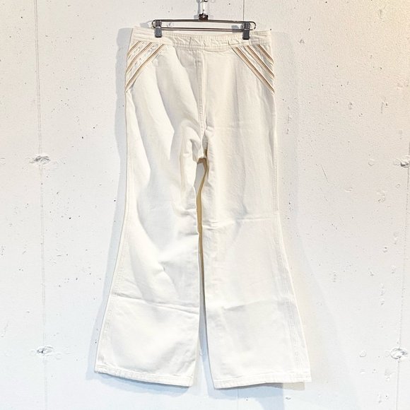 Free People, Over The Rainbow Cream, Wide Leg, High Rise, Jeans, 100% Cotton, 31 - Picture 7 of 13